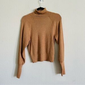 Scoop womans Cozy Turtleneck Sweater size M toffee gold metallic fall winter